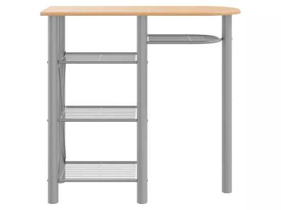 Ensemble de bar 3 pcs gris et marron bois d'ingénierie et fer