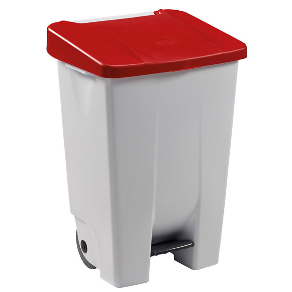 ROSSIGNOL Poubelle mobile à pédale - 80l - mobily - blanc / rouge