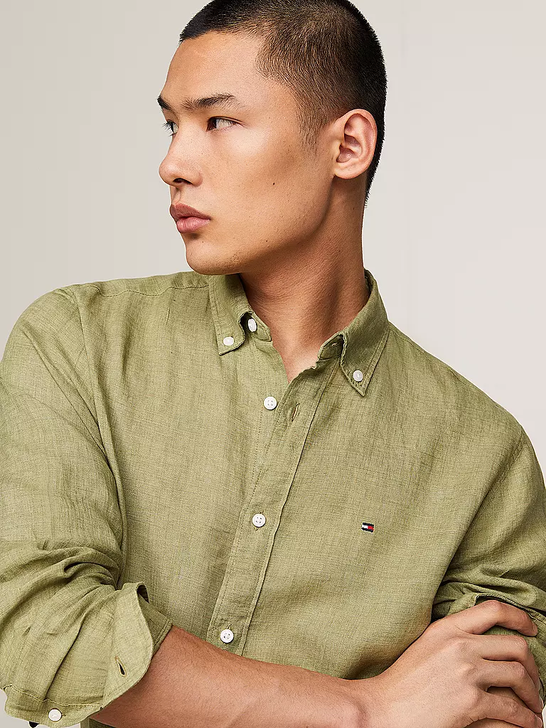 TOMMY HILFIGER Leinenhemd olive