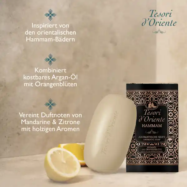 Aromatische Seife Hammam Arganöl & Orangenblüte