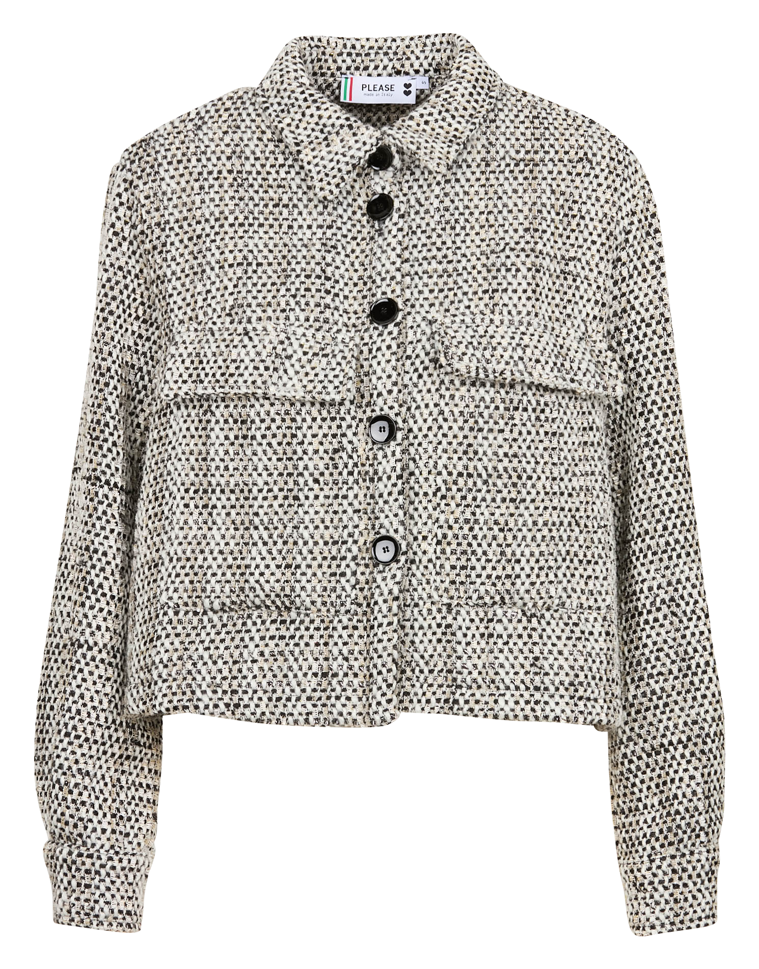 Veste col classique droite en tweed | Blanc