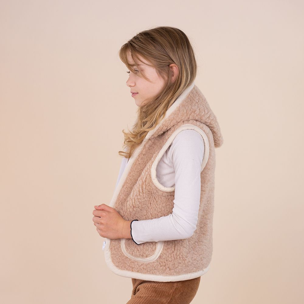 Moonrise kids wollen bodywarmer Elara bruin met capuchon