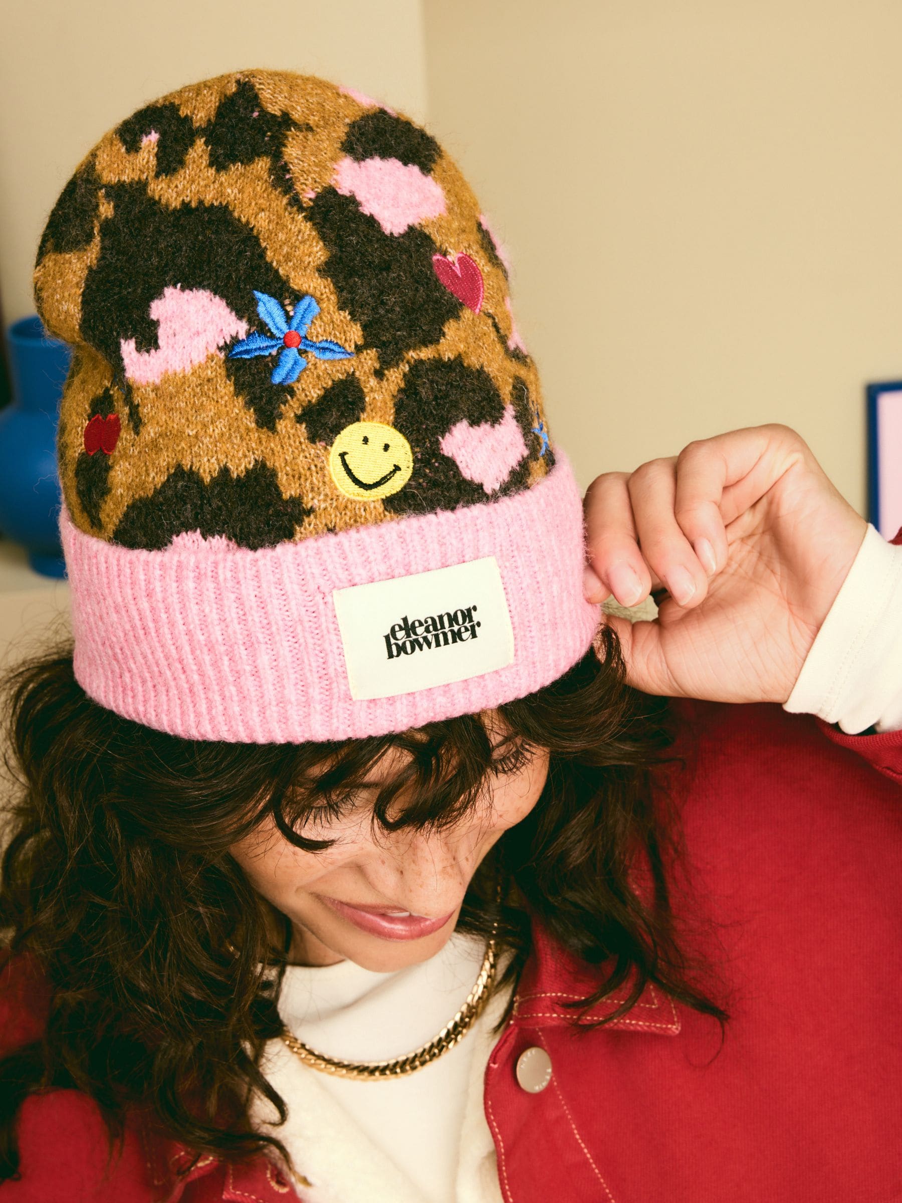 Eleanor Bowmer Leopard Print Embroidered Hat