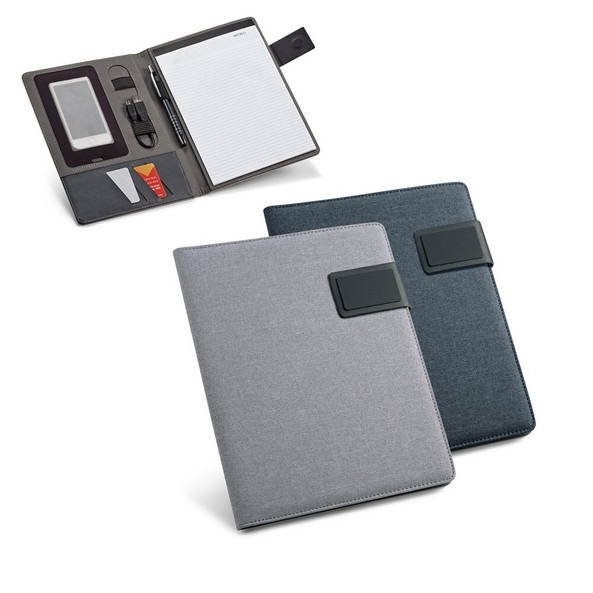 hi!dea 92066 - Porte-documents A5 en simili lin et PU avec bloc de pages lignées