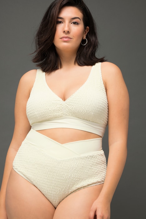 Bikini-Slip, Struktur, HighWaist, Bund mit Wickeloptik