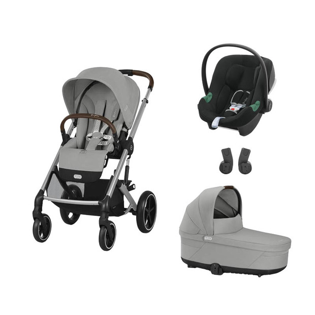 POUSSETTE TRIO Balios S Lux SLV Stone Grey + Aton B2 + Nacelle Stone Grey - CYBEX