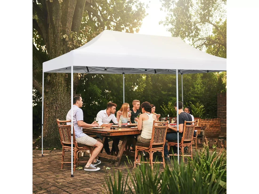 Tonnelle de Jardin Instantanée Portable 3Mx6M, Auvent Pliable Camping Imperméable Anti-UV SFP +50 avec Roues et Sac Disponibles, pour 16-20 Personnes