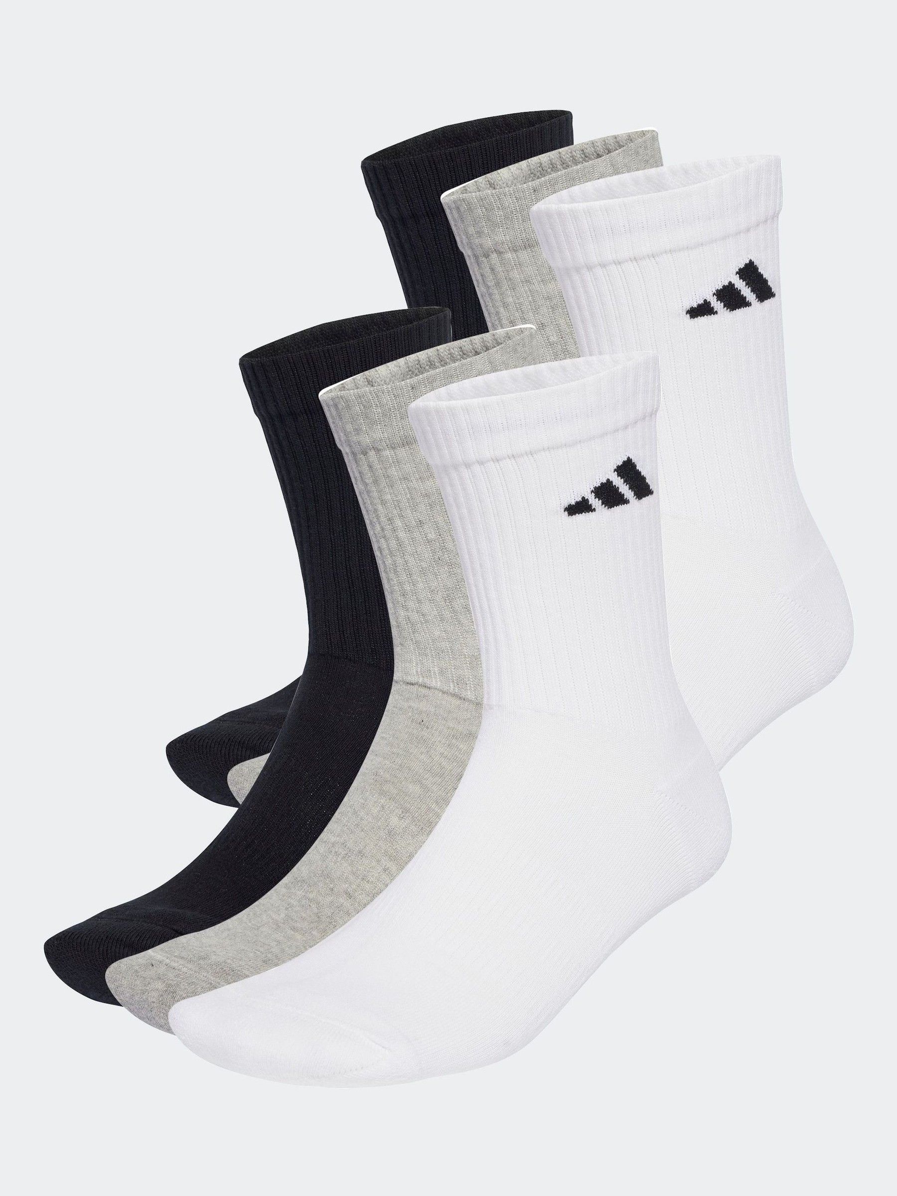 Wit - adidas Logo Crew Socks 6 Pack