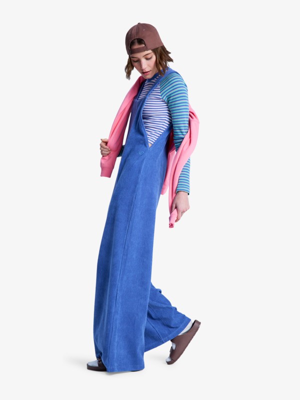 Best Daze Salopette en velours Bleu Femme