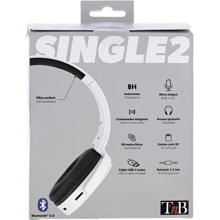 T'nB SINGLE 2 Casque Avec fil &sans fil Arceau Appels/Musique Bluetooth Gris