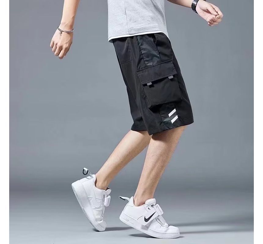 Acrius - Mid Rise Plain Cargo Shorts