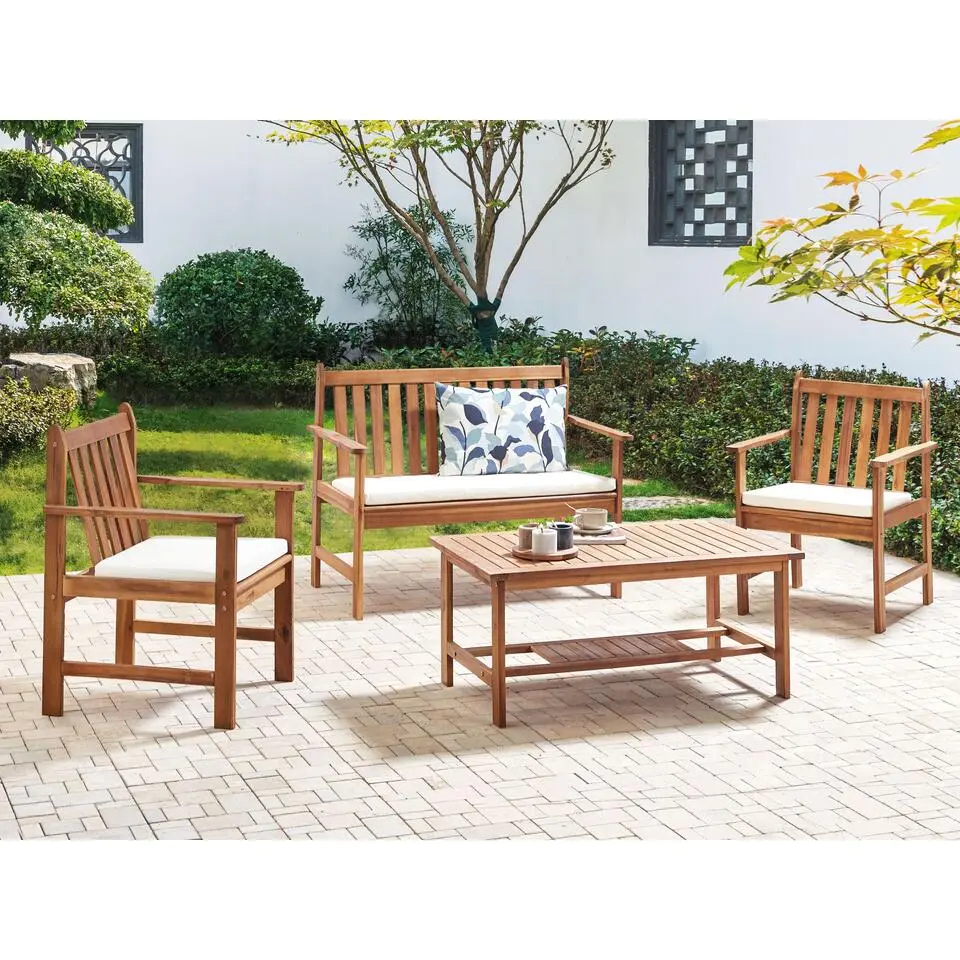 ALTIDONA - Loungeset - Lichthout/Wit - Acaciahout