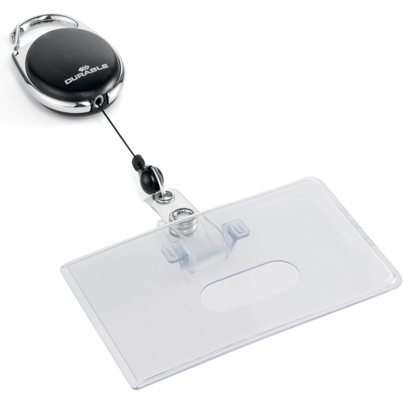 Durable Namensschild mit Aufrollmechanismus, 87 x 54 mm, 1 Stück