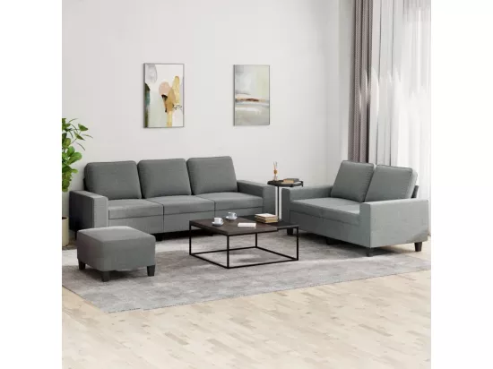 Ensemble de canapés 3 pièces gris foncé tissu