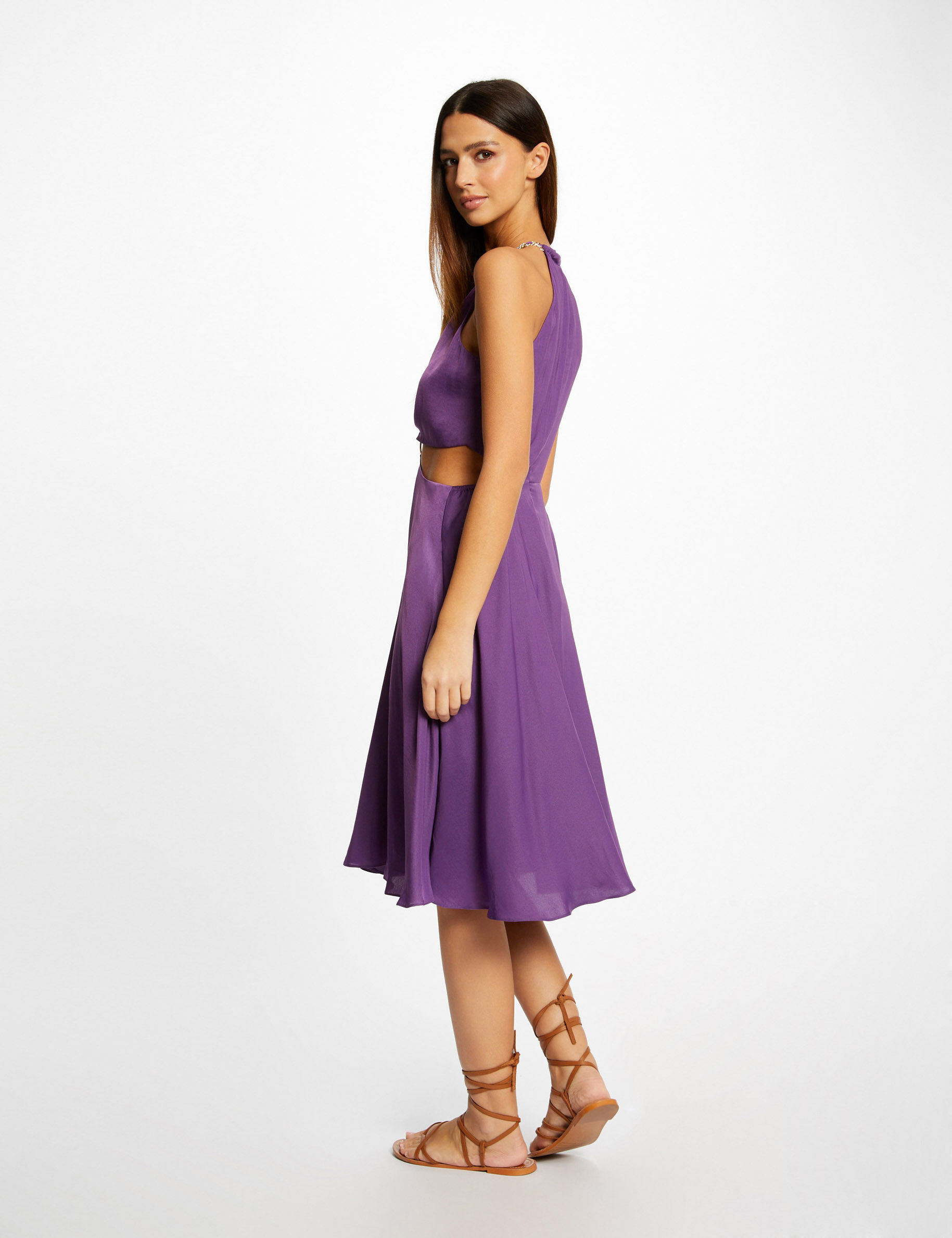 Robe évasée avec anneau et ouvertures violet fonce femme - violet_fonce