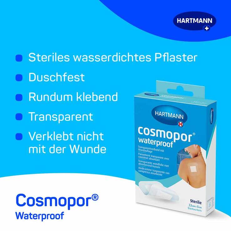 cosmopor® waterproof 7,2 cm x 5 cm steril, 5 St