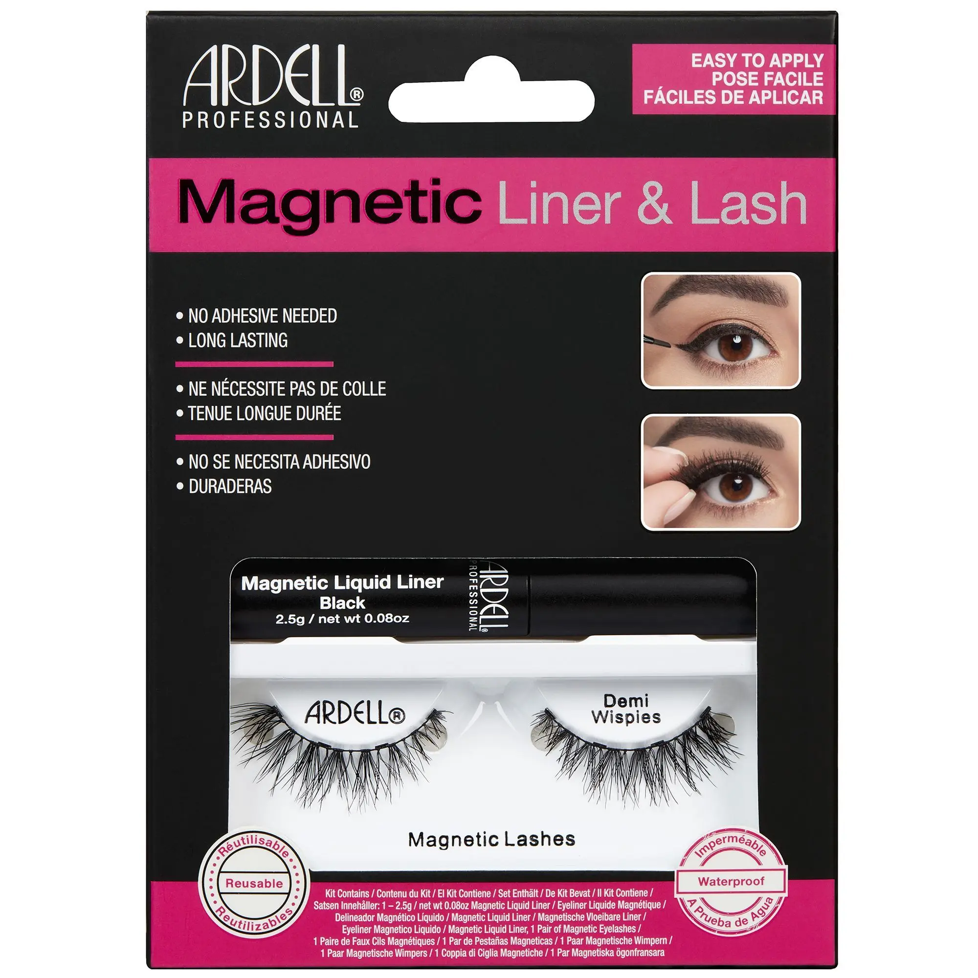 Ardell - Magnetic Liquid Liner Demi Wispies Kit Faux-Cils Magnétiques avec aimant invisible- Faux cils