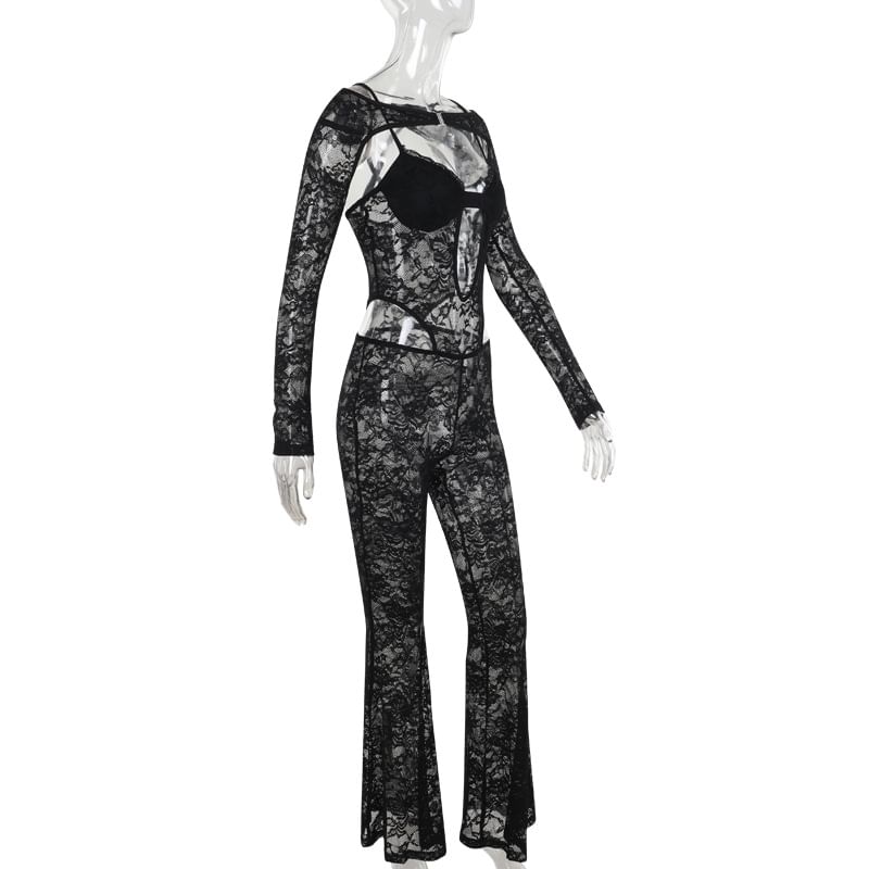Femme Cradle - Jumpsuit met lange mouwen en kanten details
