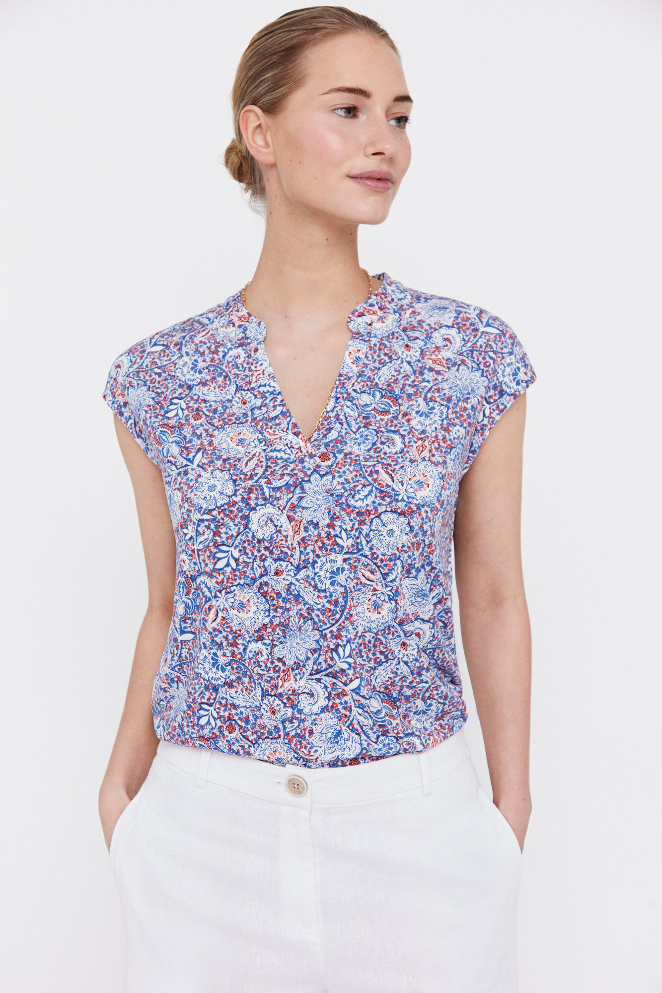 Blusa de malha fluida - Multicolorida