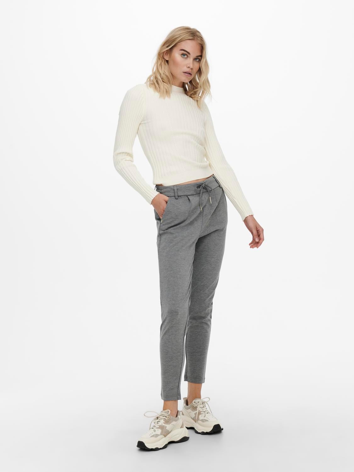 ONLPOPTRASH Mittlere Taille Normal geschnitten Klassische Hose Medium Grey Melange