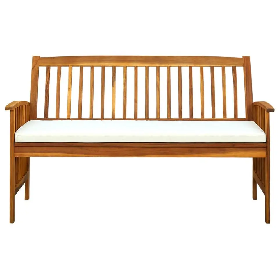 vidaXL - Tuinbank - Wit - Acaciahout - 147 cm - Met kussen