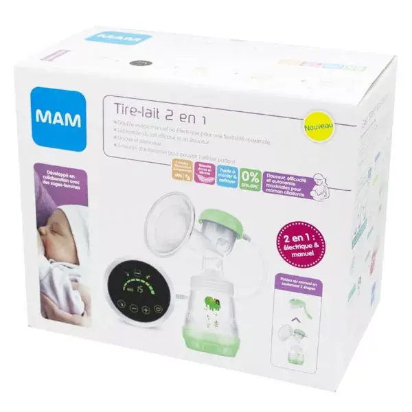 Kit de amamentação MAM 2 em 1 com bomba tira-leite elétrica e manual