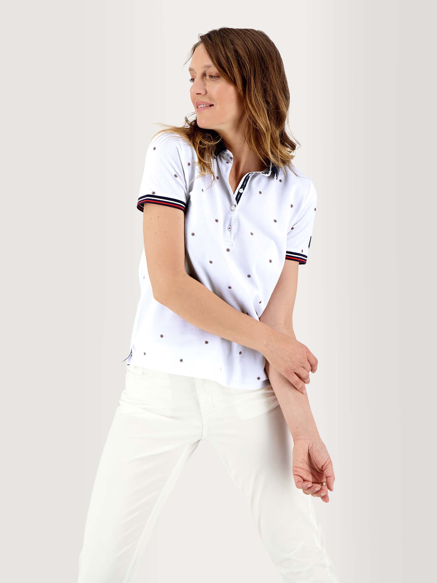 Polo Femme Coton Piqué Stretch Blanc