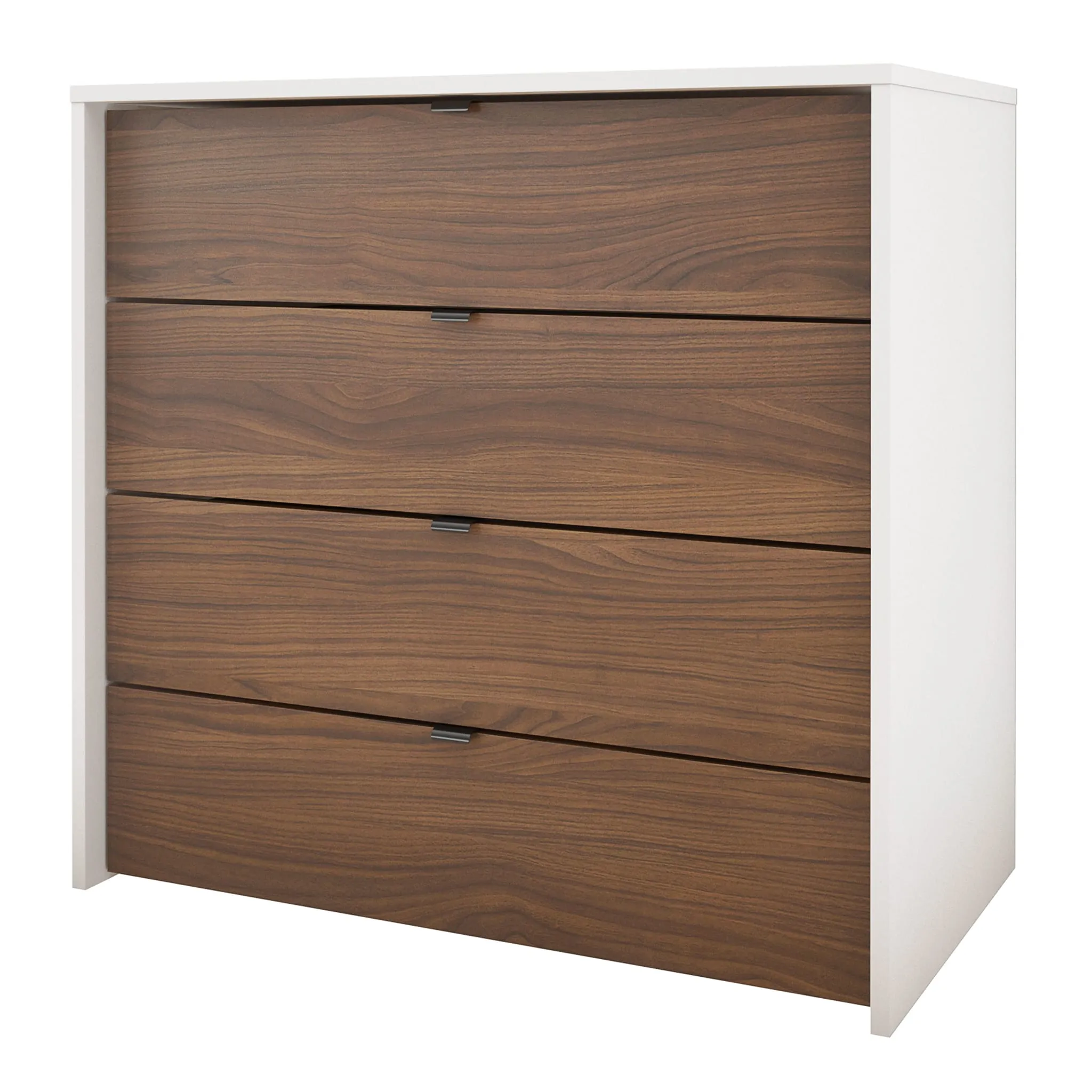 Nexera Bureau 4 Tiroirs Axel - Blanc et Noyer