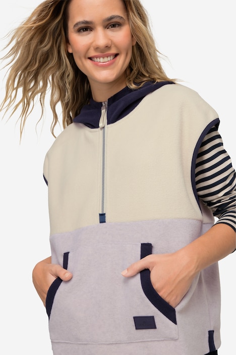 Pullunder, Fleece, farbige Kapuze, OEKO-TEX