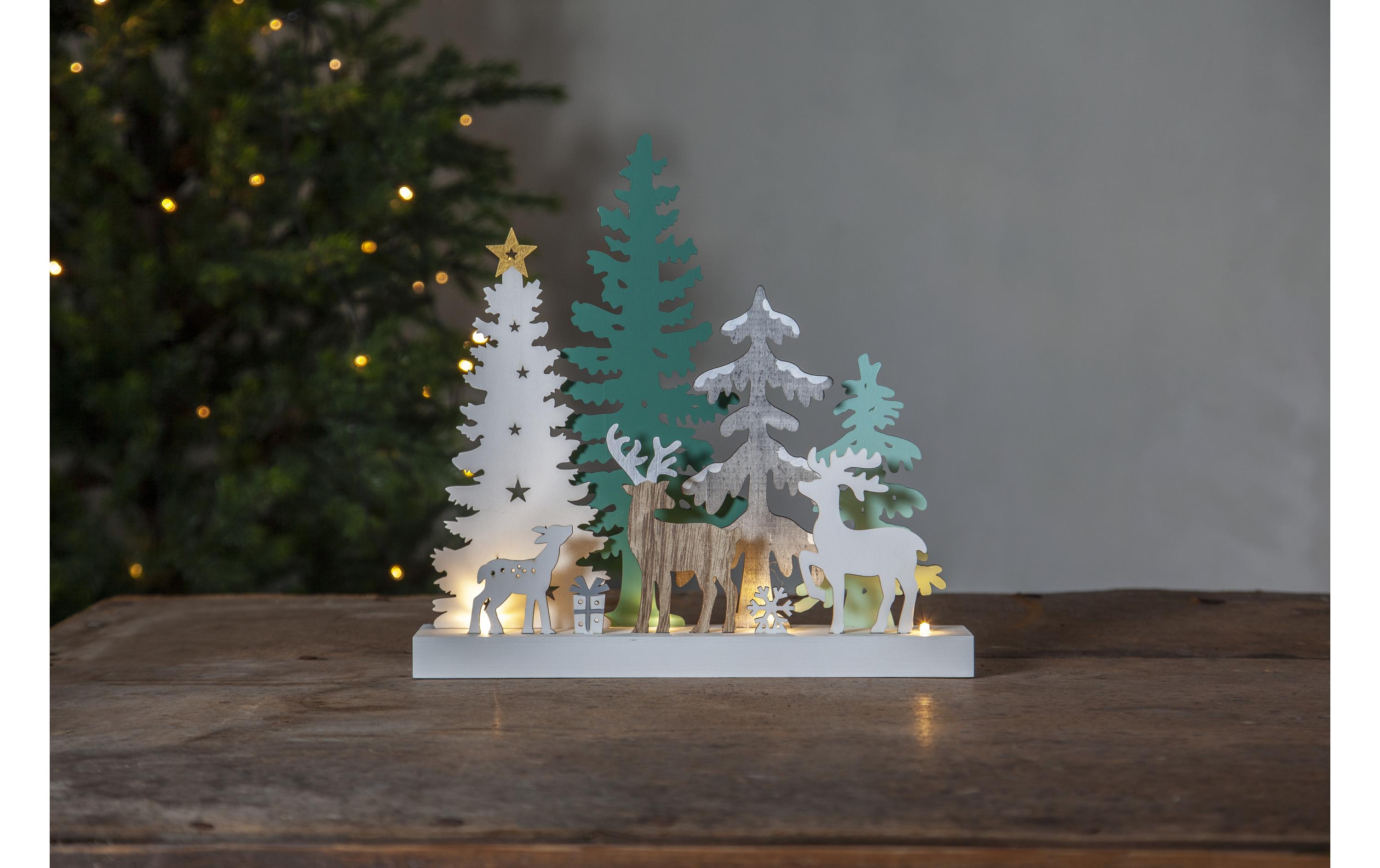 Kerzenständer Reinbek Wald 30 cm, HolzBeleuchteter Weihnachtswald