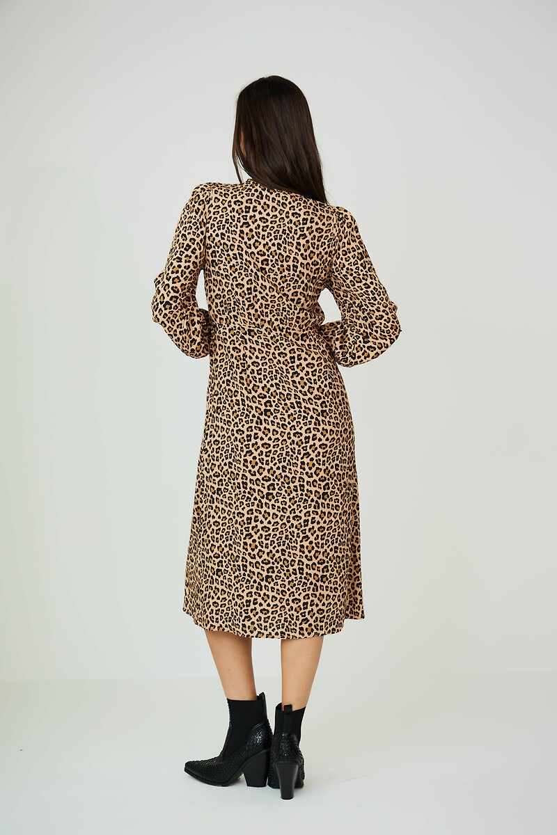 ATÉ BREVE<br>Vestido midi, mangas compridas, decote em V