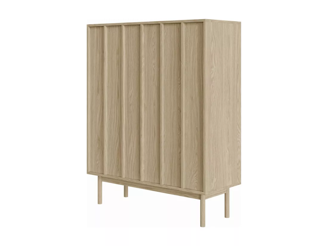 Commode haute à deux portes - 100 cm - couleur de bois chêne huilé - NEKSTO