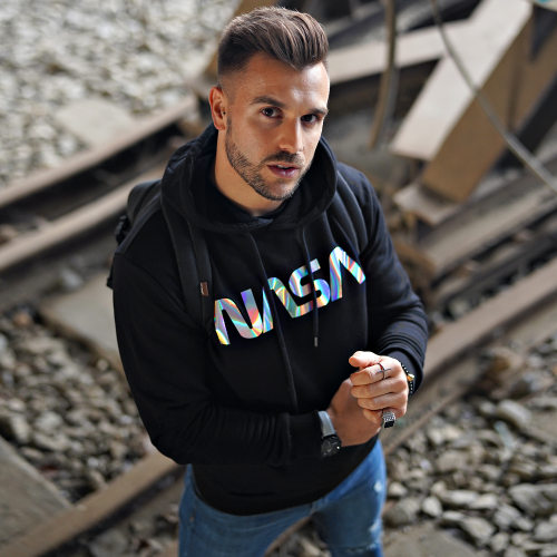 Sweat Capuche Iridescent Worm Logo Noir