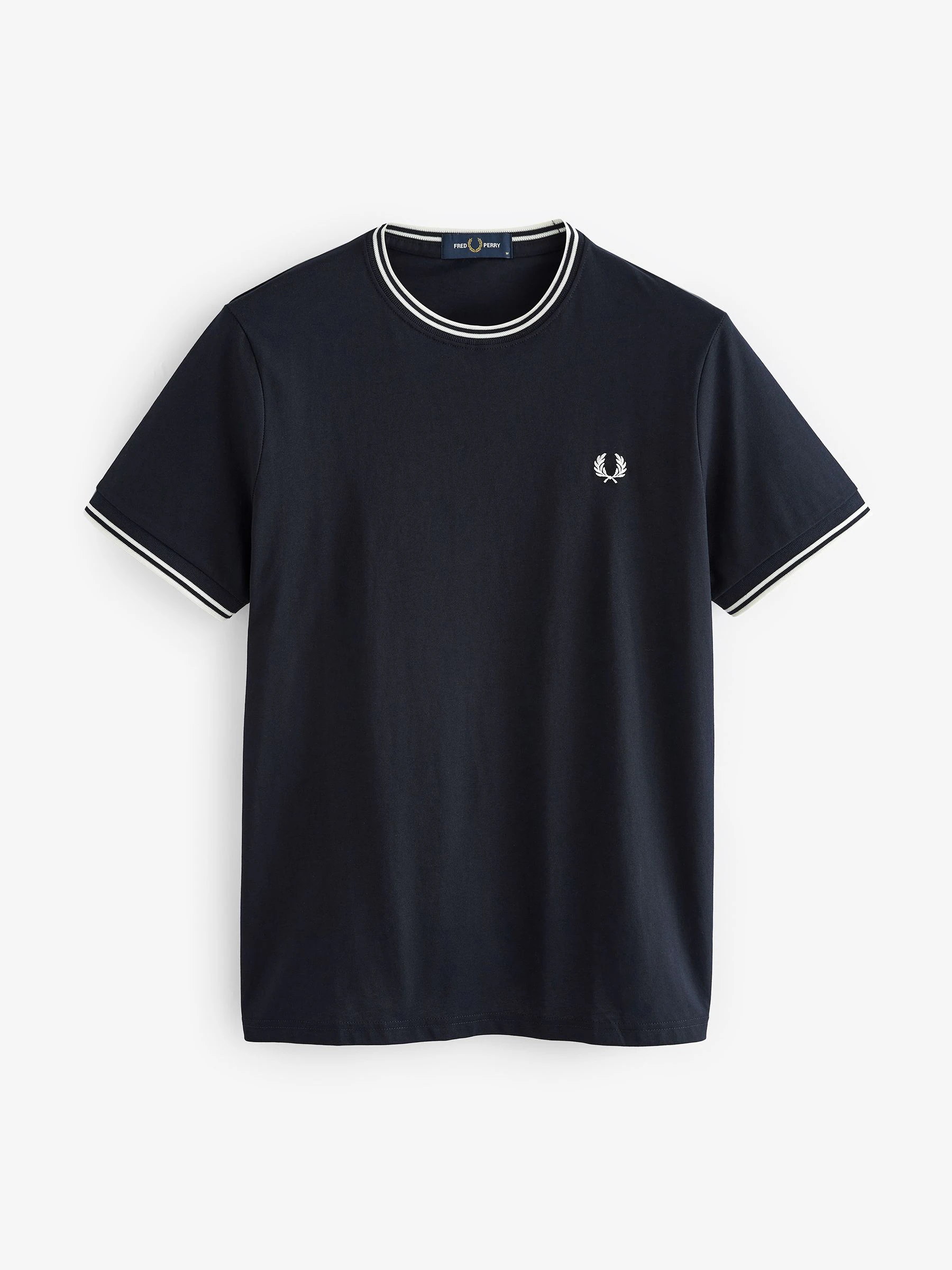 Donkerblauw - Fred Perry - T-shirt met twee contrasterende logo's