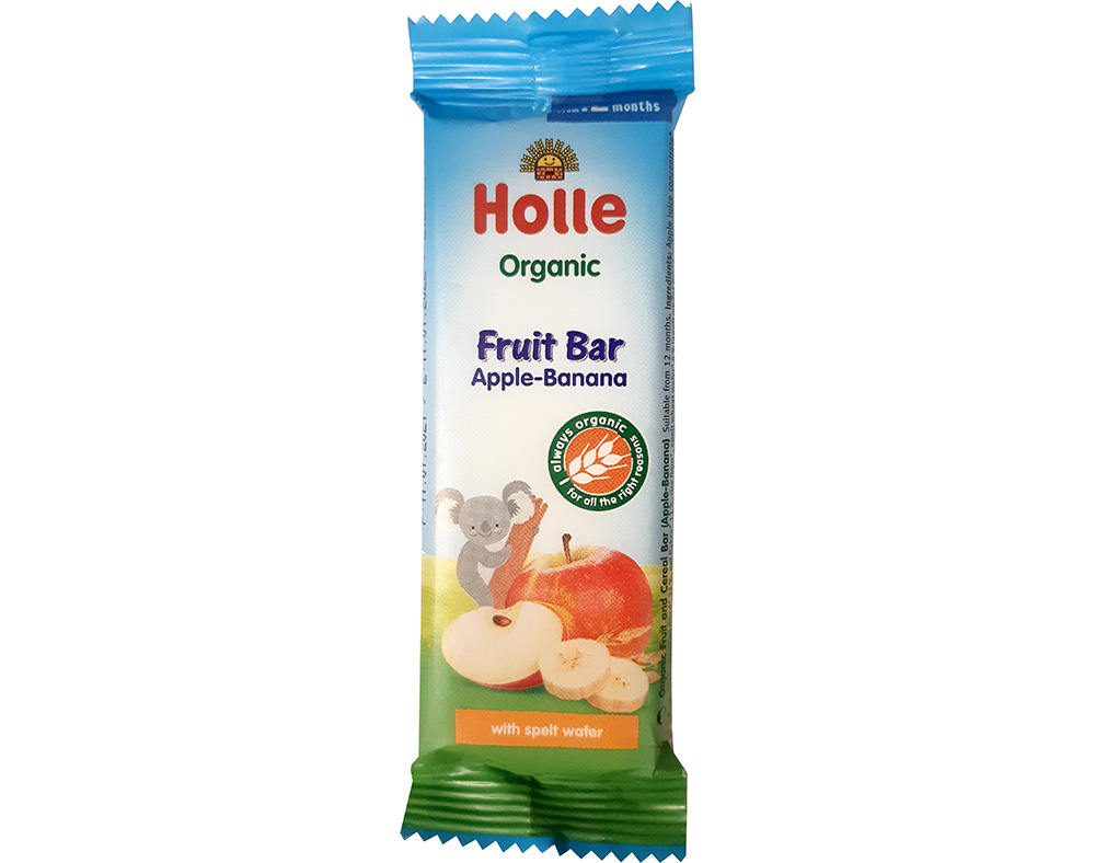 BARRA BIO HOLLE MAÇÃ E BANANA 12M 25G