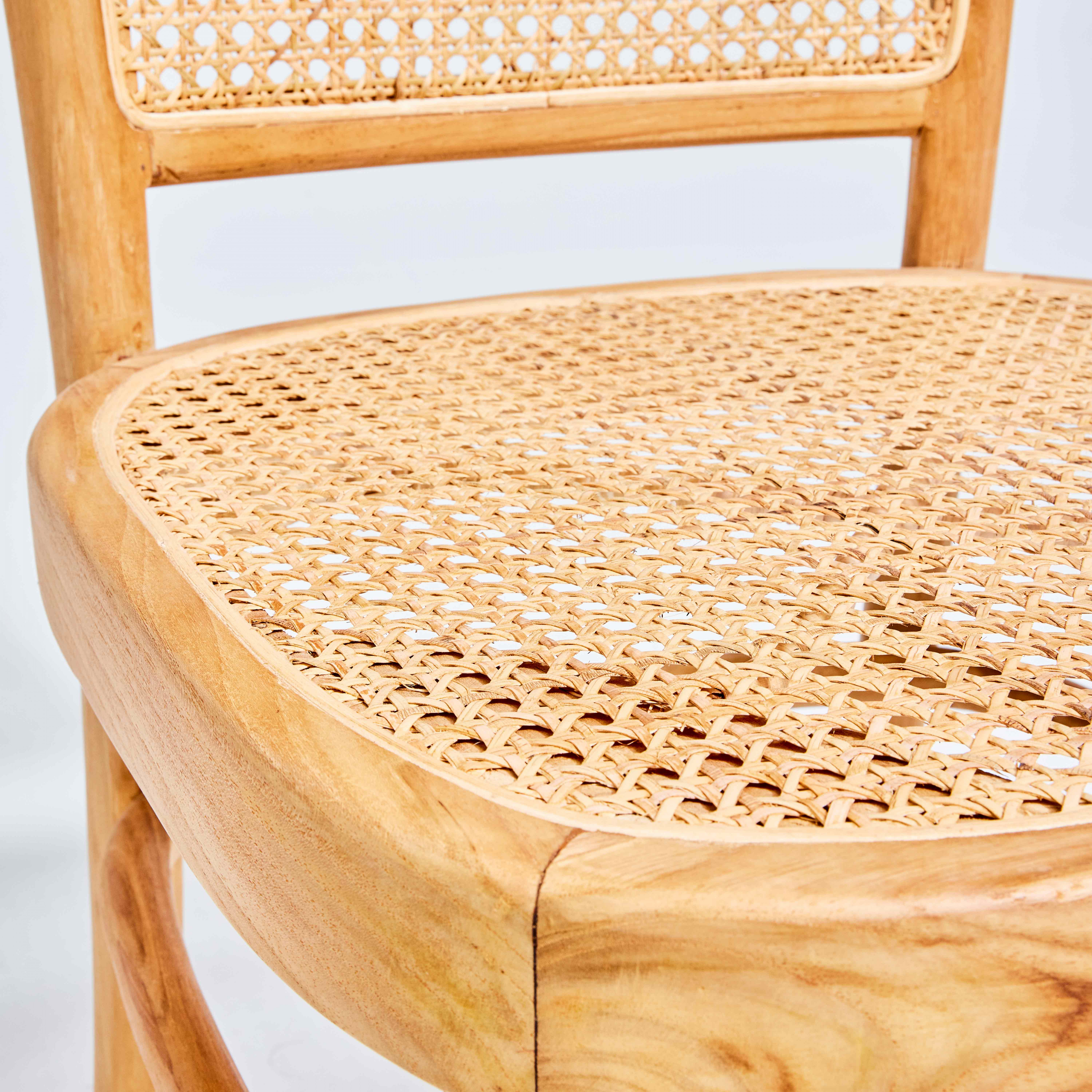 Lot de 2 chaises en rotin naturel et teck massif