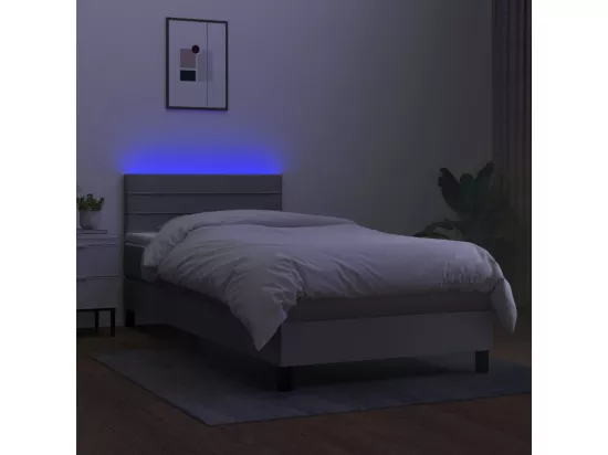 Sommier tapissier avec matelas et LED Gris clair 90x190cm Tissu