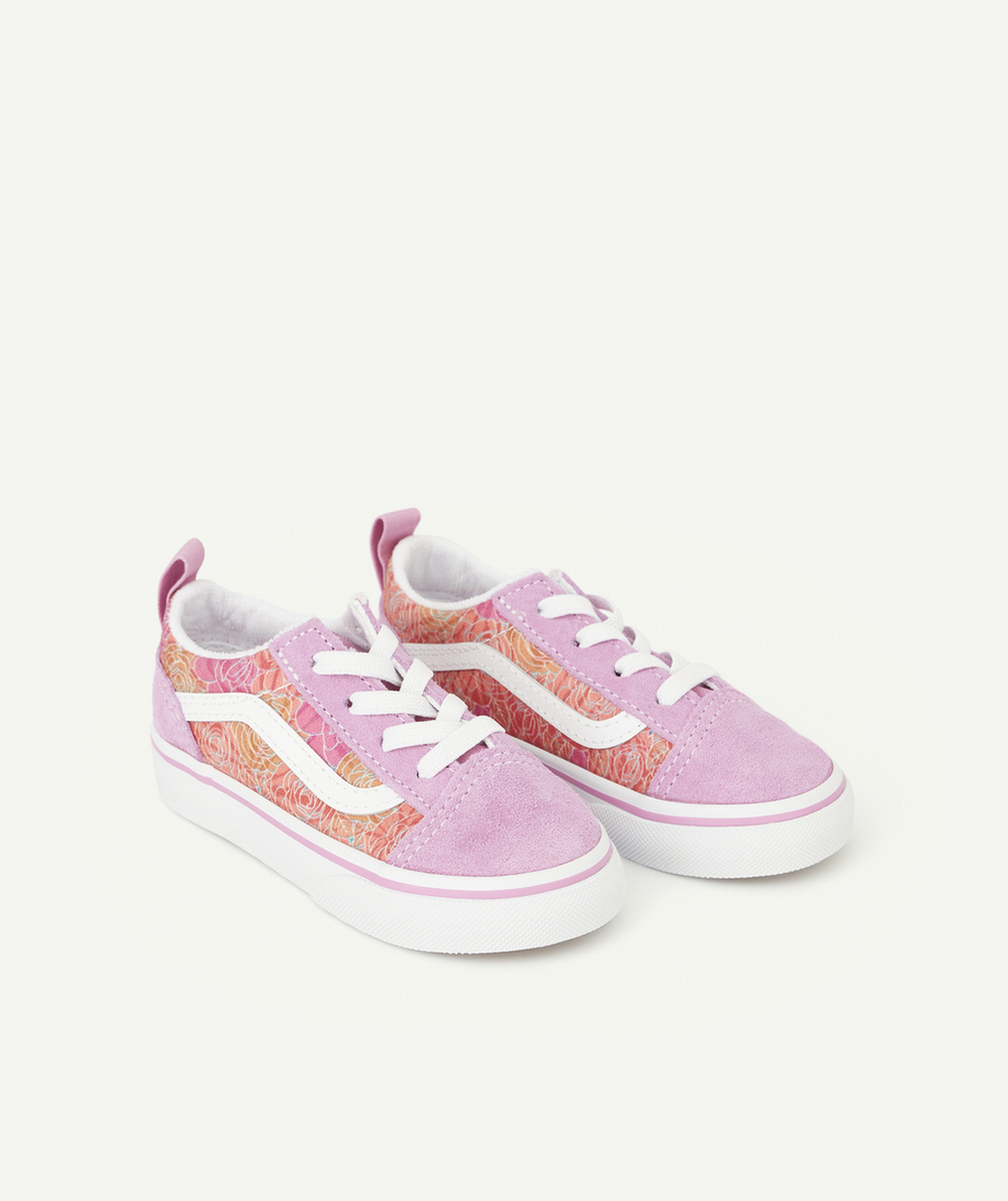 VANSBASKETS AUX LACETS ÉLASTIQUÉS BÉBÉ FILLE OLD SKOOL ROSES