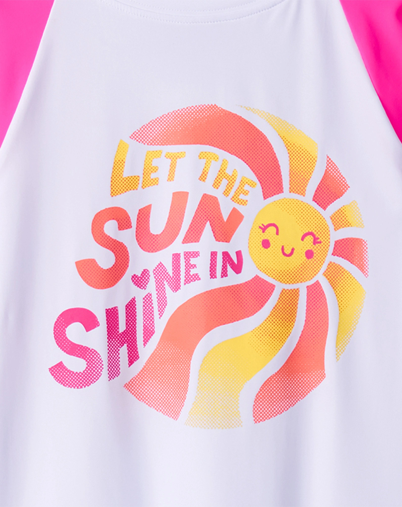 Langarm-Badeshirt SUNSHINE in weiß/pink
