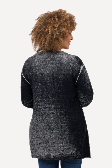 Strickjacke, hellere Kanten, A-Linie, Rollkanten