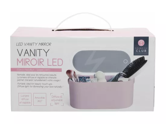 Miroir LED à poser avec rangement - L 23,3 cm x l 10,4 cm x H 11 cm