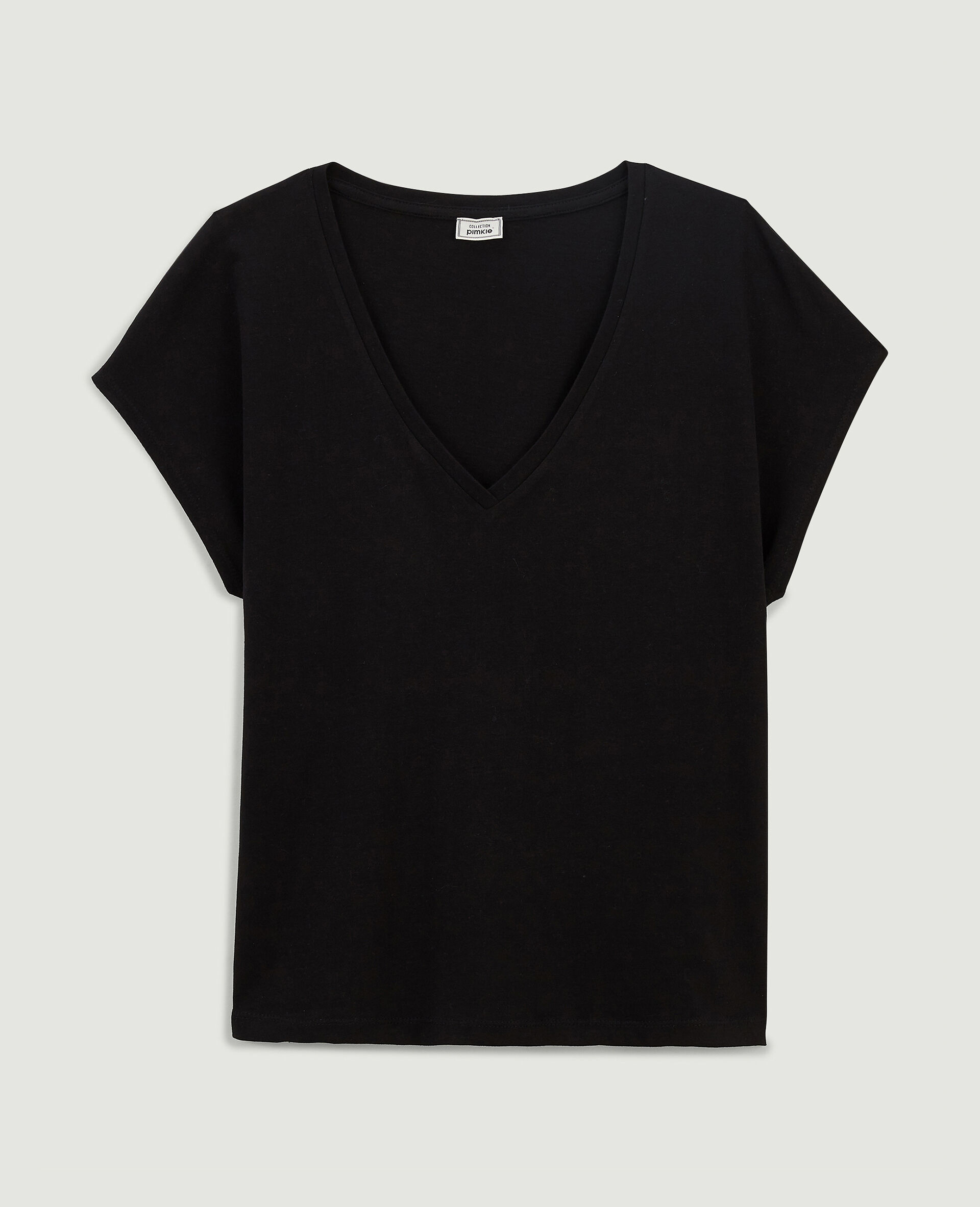 T-shirt col V manches courtes - Noir