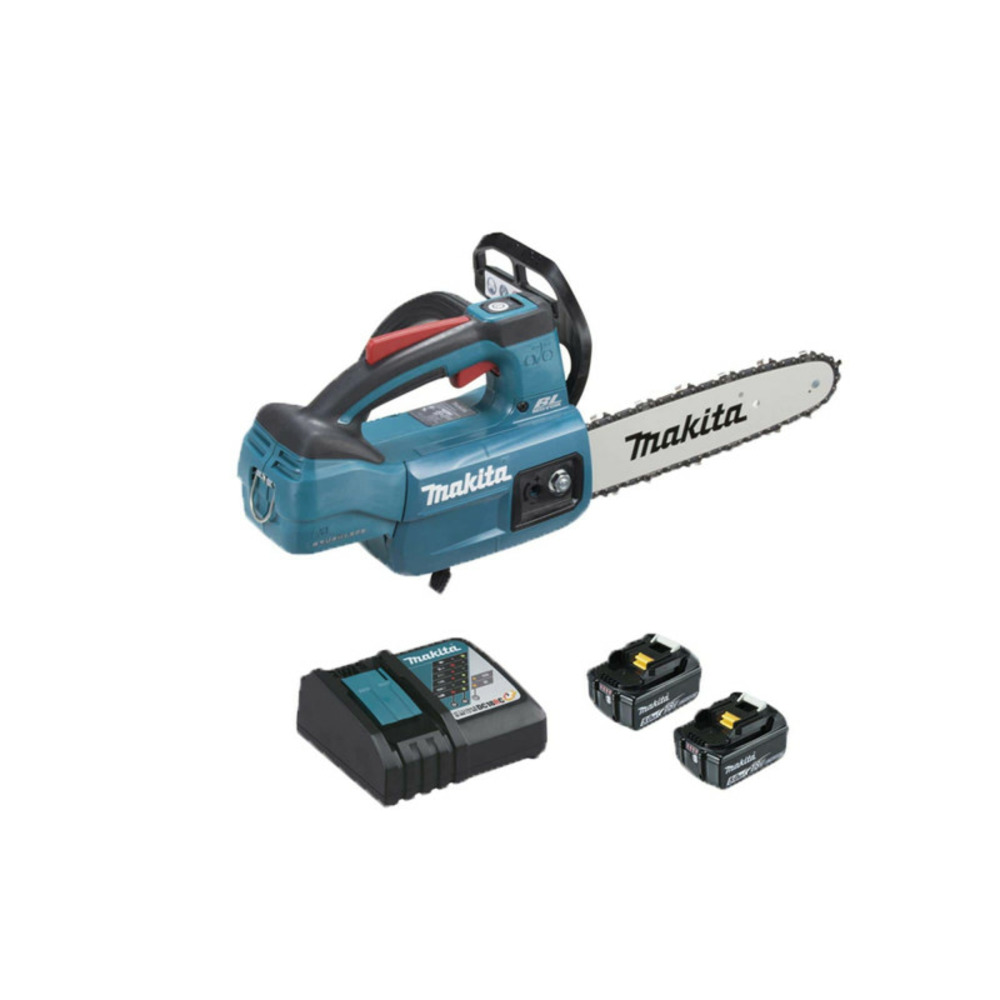Tronçonneuse d'élagage brushless makita 18v - 2 batteries 5.0ah - 1 chargeur rapide dc18rc duc254rt2