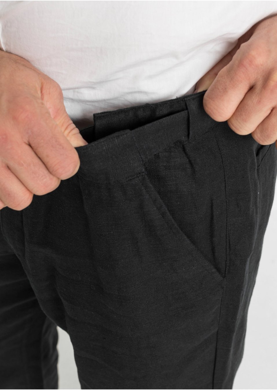 Pantalon chino en lin avec taille confortable Regular Fit, Straight