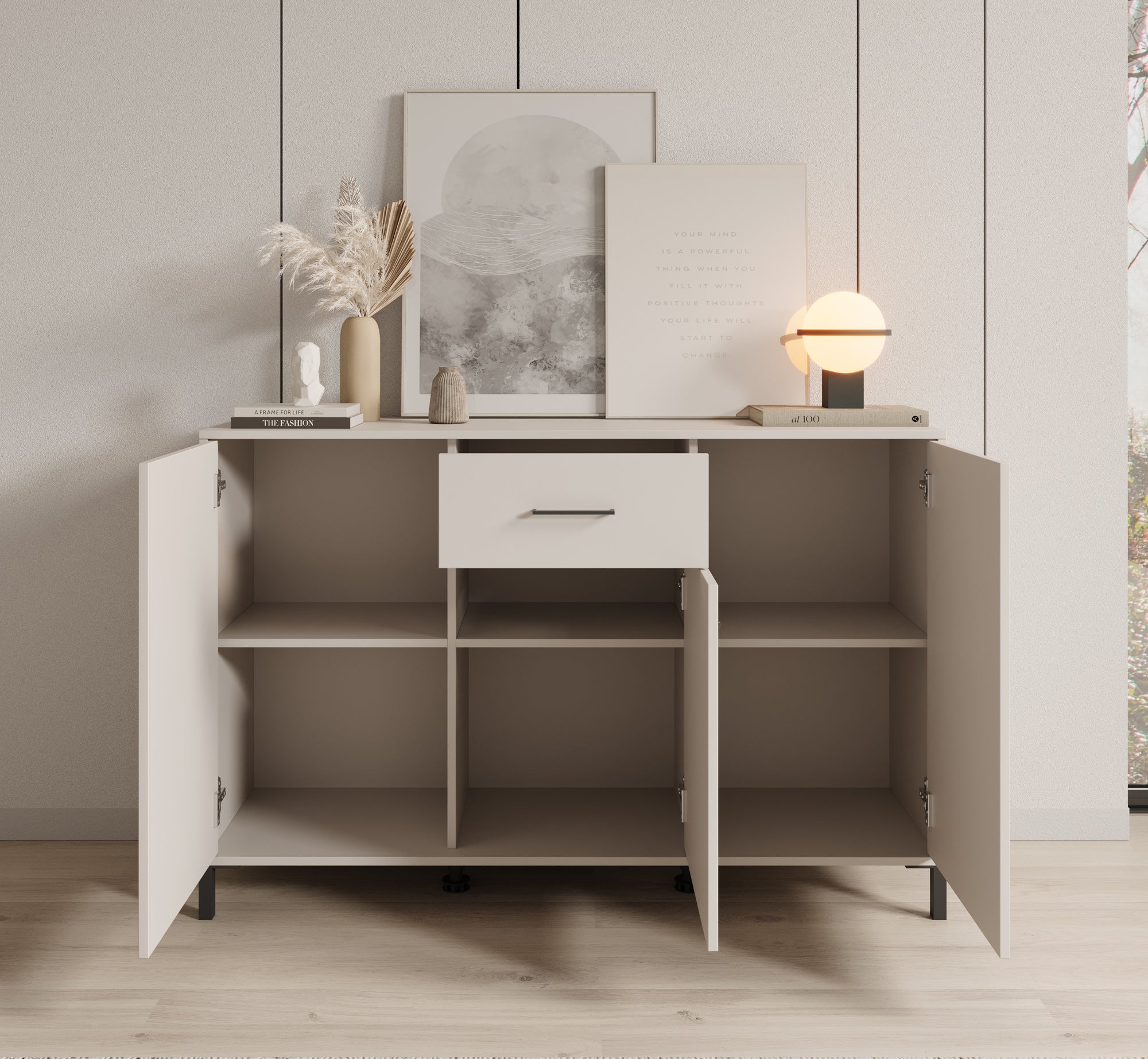 Vidor 1 - Dressoir - Beige - 138x40x90 cm