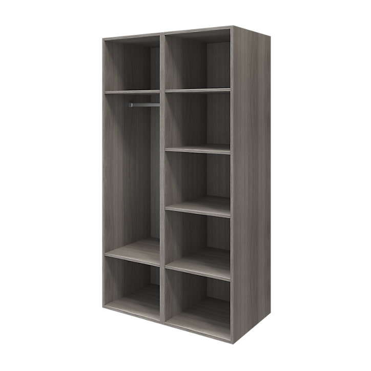 Armoire penderie effet chêne grisé portes battantes en verre opaque GoodHome Atomia H. 187,5 x L. 100 x P. 60 cm