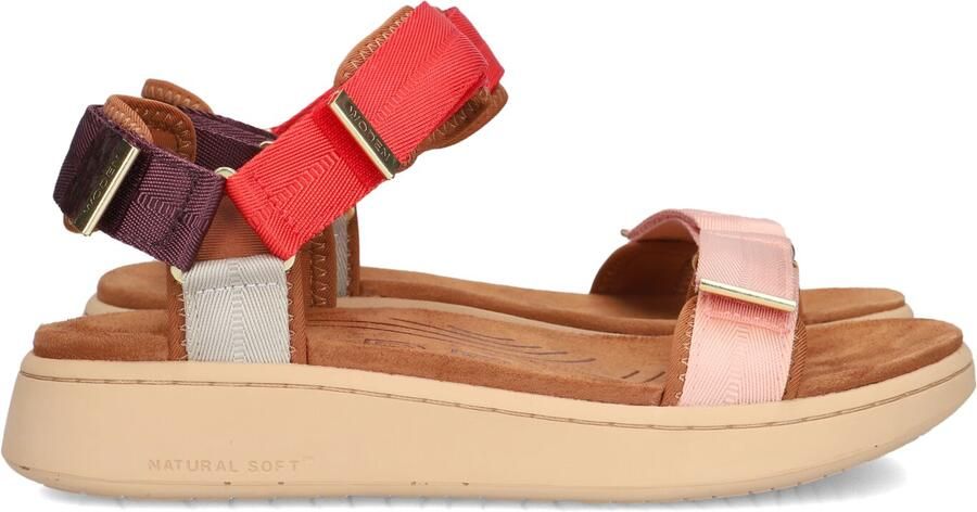 Woden Dames Platte sandalen Line Multi Textiel Plateauzool