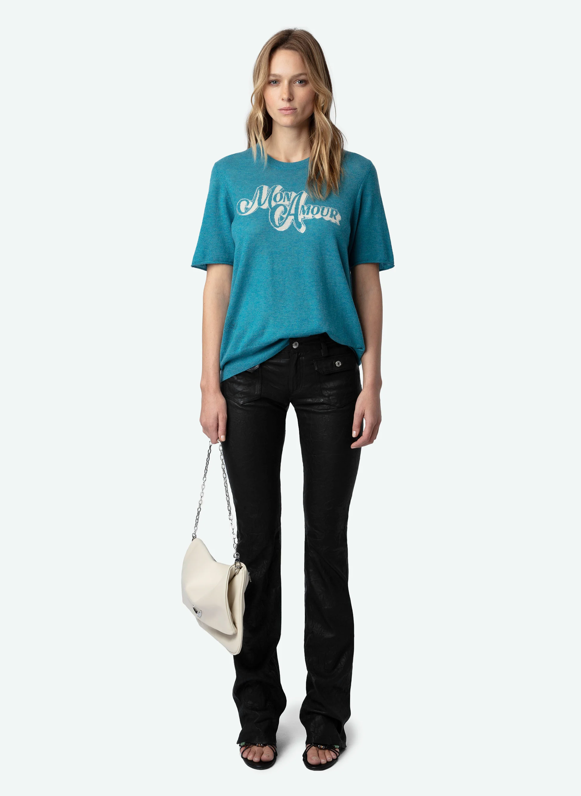 IDA - Pull col rond jacquard en cachemire| Bleu