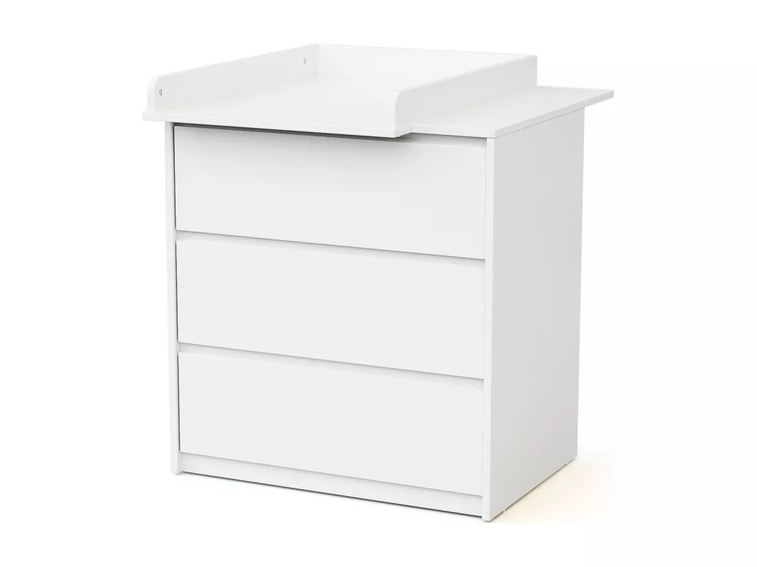 Commode bébé 3 tiroirs avec plan à langer en bois 50 cm UNO - Blanc