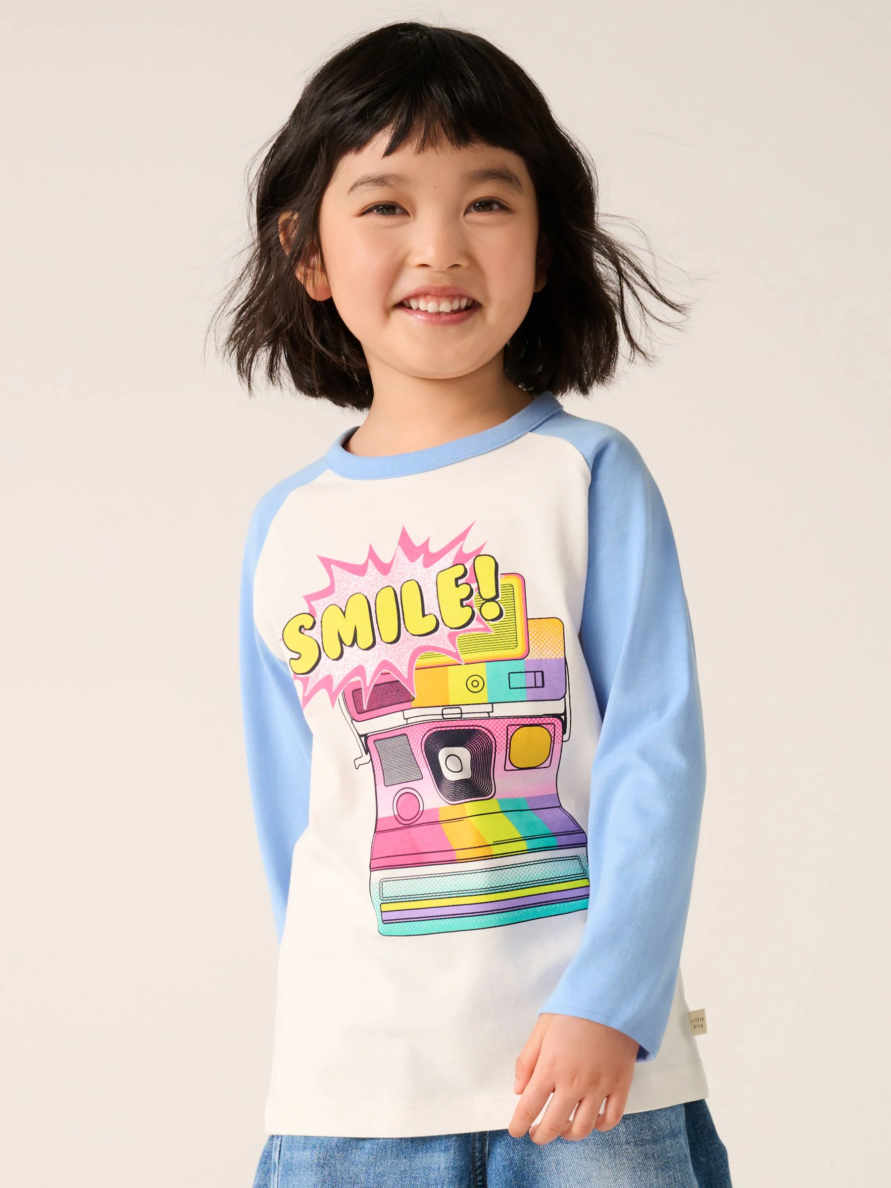 Little Bird by Jools Oliver Raglan T-shirt met regenboog en lange mouwen